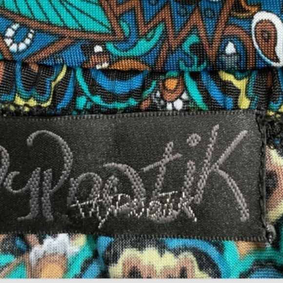 Hypnotik Halter Dress Beaded Strap Sz L Exotic Peacock Floral Print #252G - Picture 6 of 7